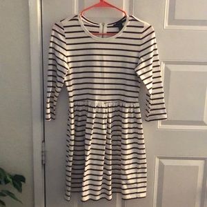 Burgundy and white striped dress